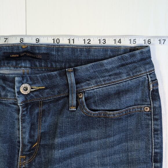 Levi's Mid Rise Skinny Jeans Women’s Sz 10 Blue Stretch Raw Hem 27.5” Inseam - Picture 4 of 13